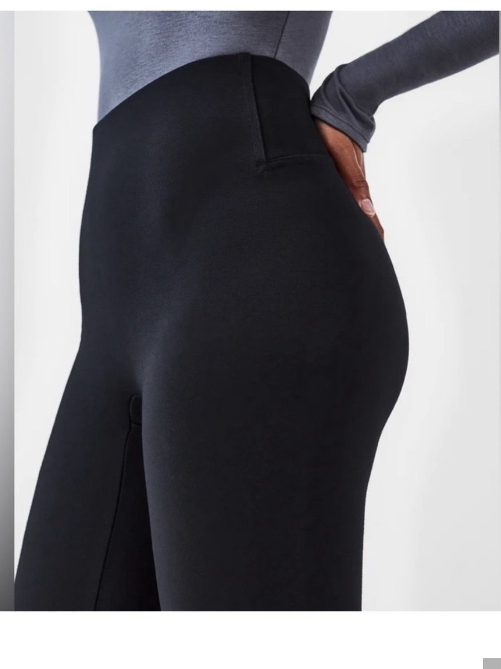 Spanx The Perfect Pant Front Slit Ponte Pants L High Rise Black Womens Dress - Picture 4 of 7